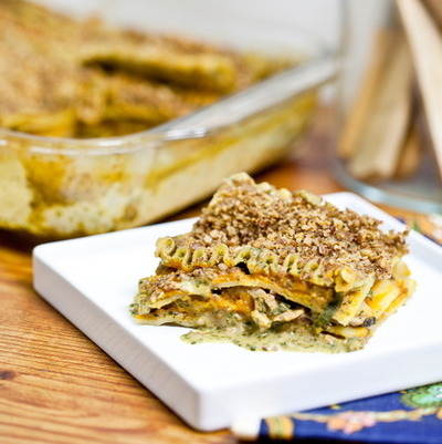 Butternut and wild mushroom lasagna
