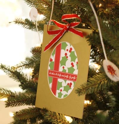 Hanging christmas tree cards