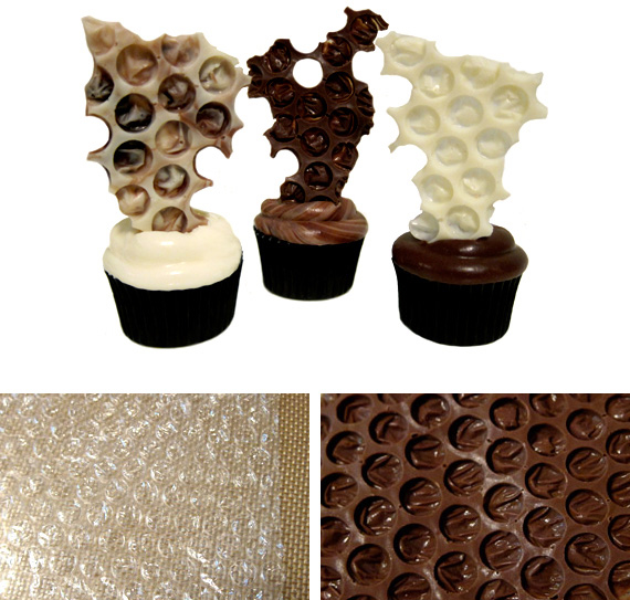 Bubble wrap chocolate decoration