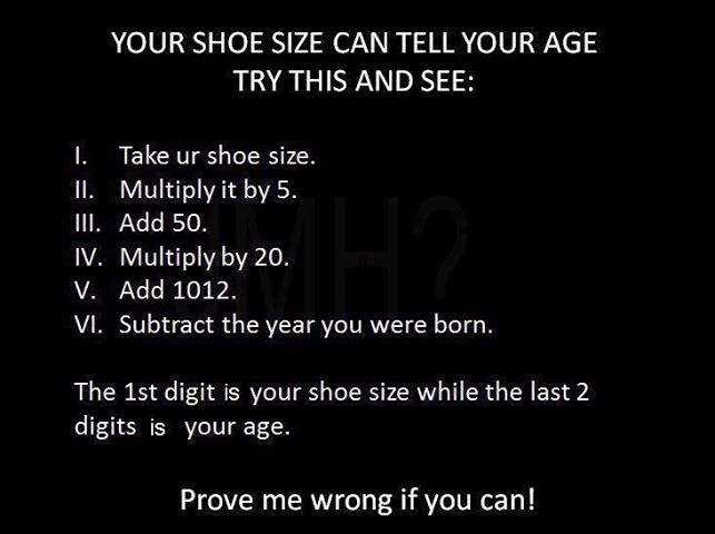 your shoes size can tell your age