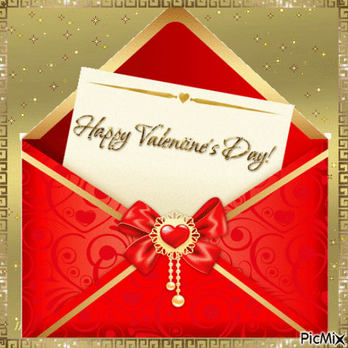 Happy Valentine's Day Red & Gold Envelope Gif Pictures, Photos, and Images for Facebook, Tumblr