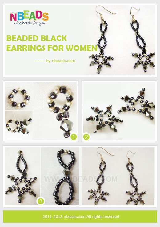 Beaded Black Earrings for Women