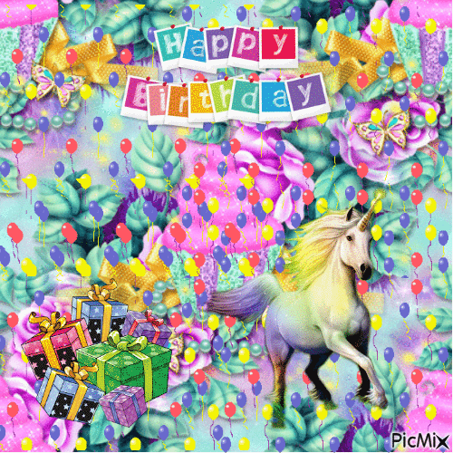 Animated Unicorn Birthday Background