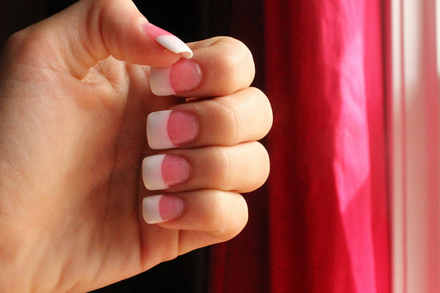 Pretty pink and white manicure