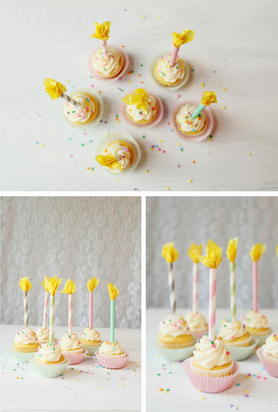Birthday candle cupcake toppers