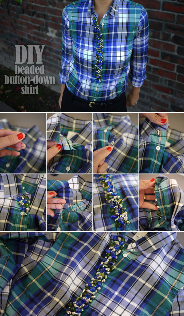 DIY beaded button down shirt DIY beaded button down shirt