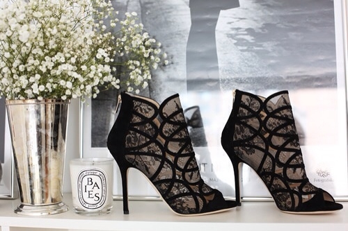 Black lace boots Black lace boots