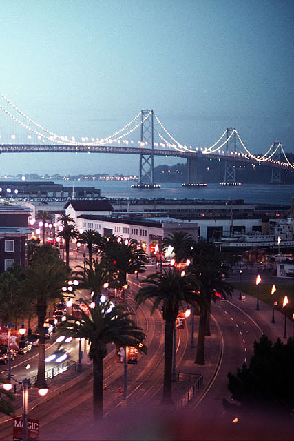 Lit up bridge