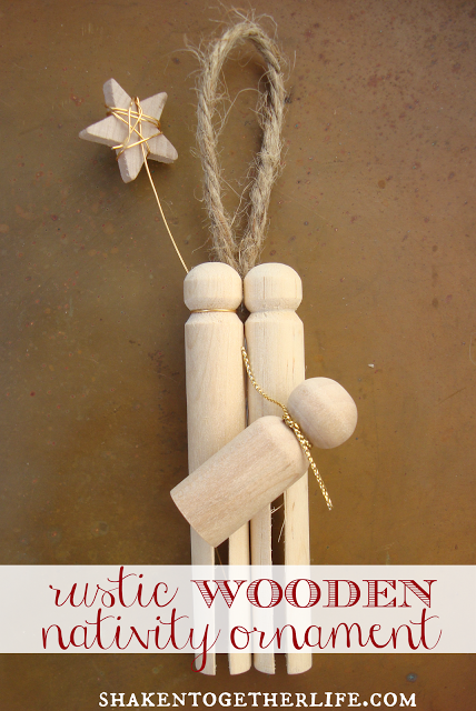 Rustic nativity ornaments