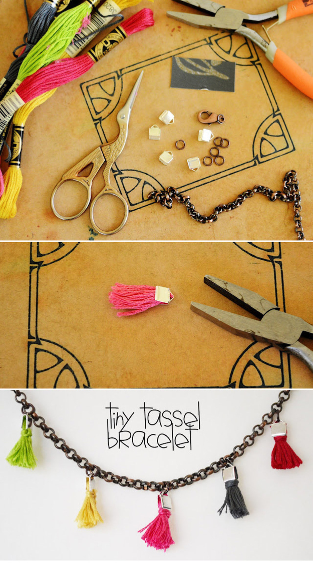 DIY Tiny Tassle Bracelts