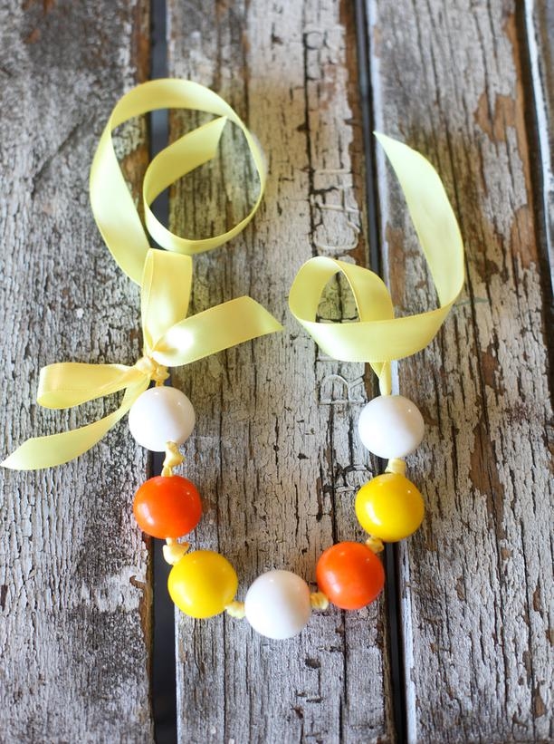 Candy corn gumball necklace