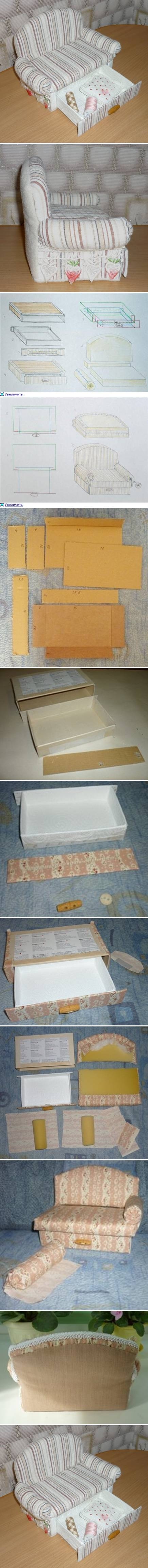 Cardboard sofa with drawer
