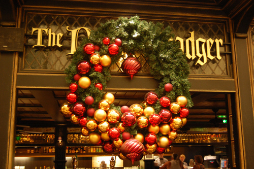 Big holiday wreath and ornaments Big holiday wreath and ornaments