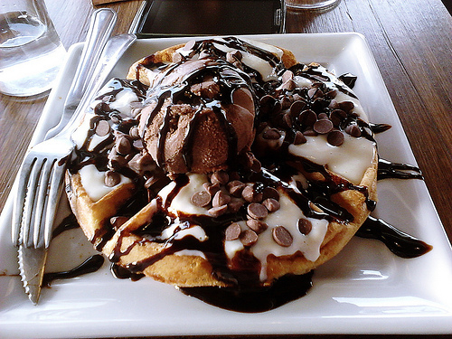 Chocolate ice cream waffles