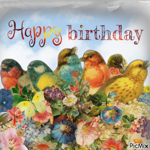 Happy Birthday Vintage Birds Pictures, Photos, and Images for Facebook
