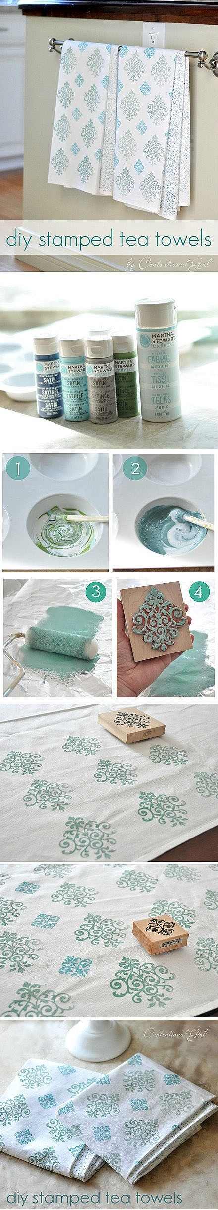 DIY Stamped Tea Towels