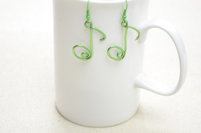 Wire Wrapped Music Note Earrings 