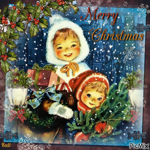 Vintage Kids Merry Christmas Gif Pictures, Photos, and Images for