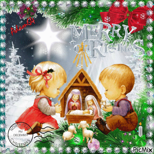 Merry Christmas Postcard Gif With Kids Pictures, Photos, and Images for