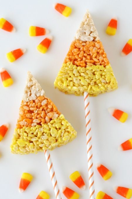 Candy Corn Krispies on a Stick Candy Corn Krispies on a Stick