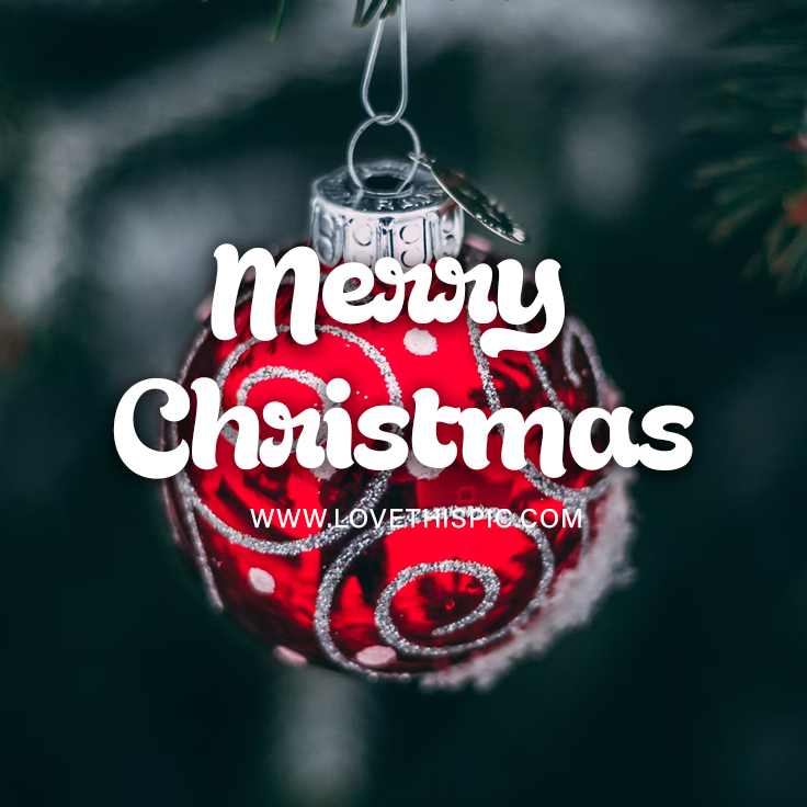 Merry Christmas Red Ornament - 4" Tin Christmas Tree Decoration With Glitter