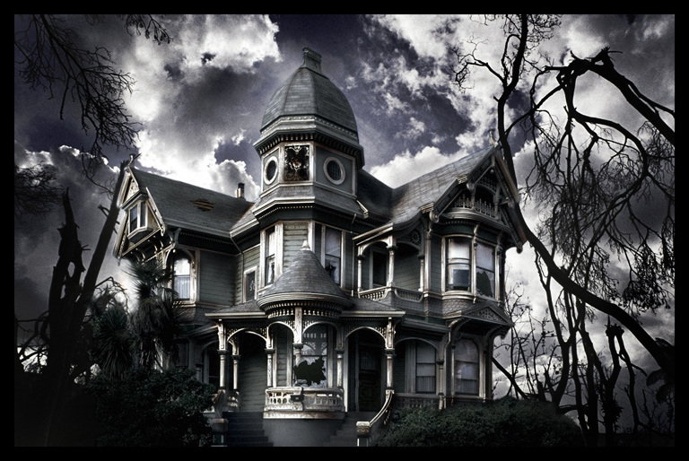 Black & White Haunted House