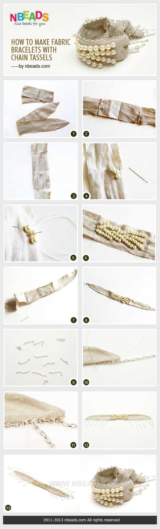 How to Make Fabric Bracelets With Chain Tassels How to Make Fabric Bracelets With Chain Tassels