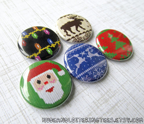 Sweater pinback buttons