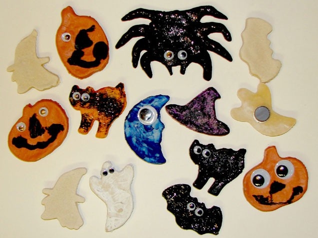 Salt dough halloween magnets