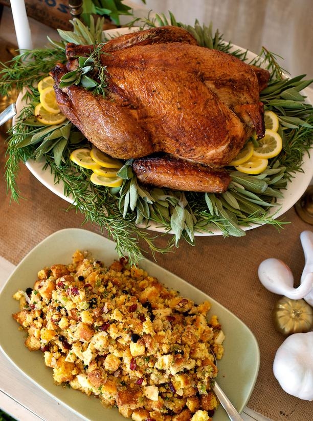Roast turkey with lemon and sage