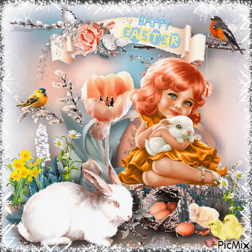 Girl Holding Baby Bunny Happy Easter Pictures, Photos, and Images for