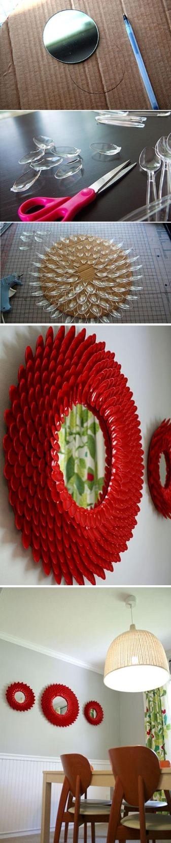 DIY Mirror From Plastic Spoons