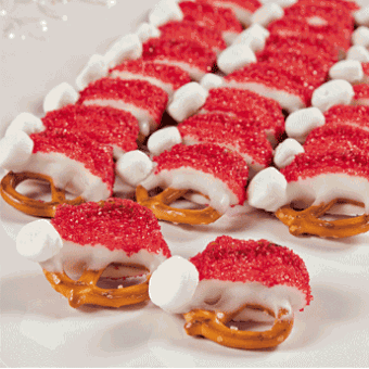 Christmas santa hat pretzels
