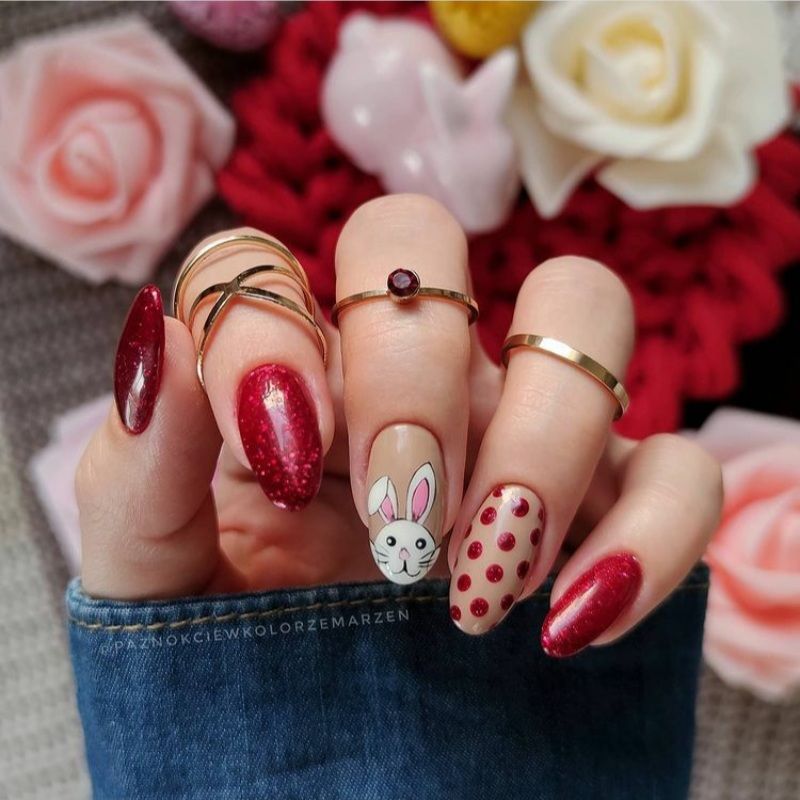 Red Polkadot Nails With Bunny Pictures, Photos, and Images for Facebook ...