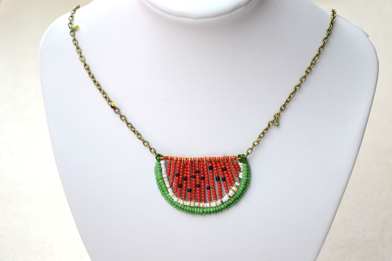 Seed Bead Watermelon Necklace