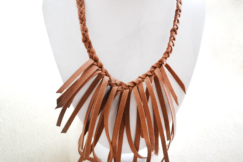 Suede Cord Fringe Necklace Suede Cord Fringe Necklace