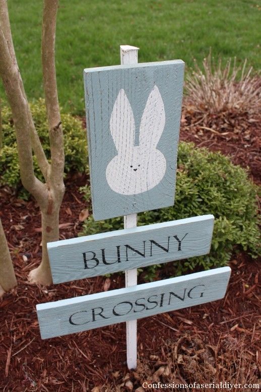 Bunny Crossing Sign From Fence Pickets Pictures, Photos, and Images for