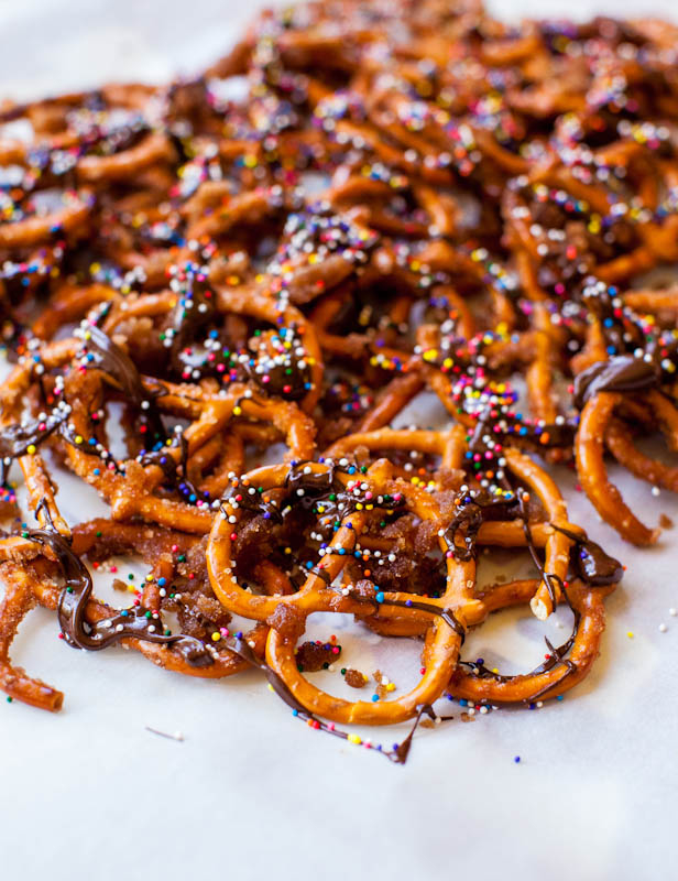 Chocolate sprinkle pretzels Chocolate sprinkle pretzels