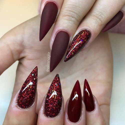 Burgundy Glitter Stiletto Nails Pictures, Photos, and Images for Facebook, Tumblr, Pinterest