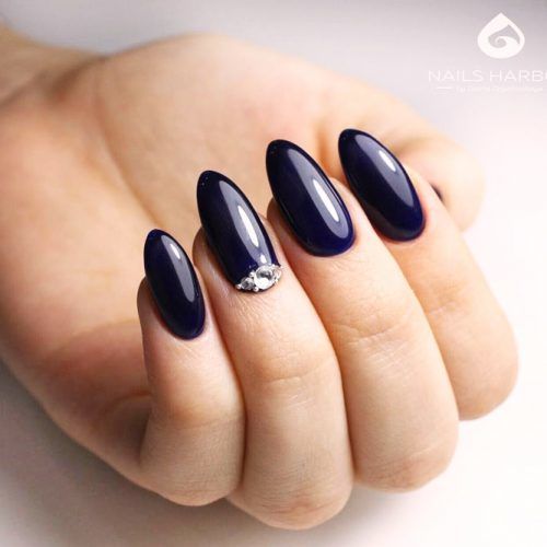 Navy Blue Glossy Almond Nails Pictures, Photos, and Images for Facebook, Tumblr, Pinterest, and