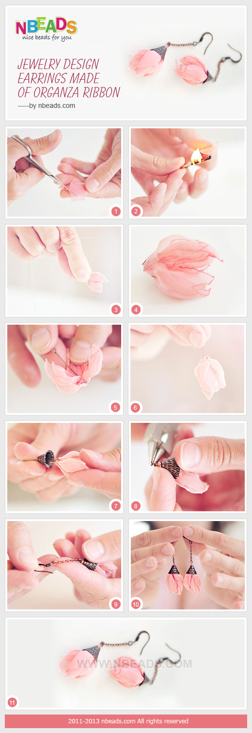 Jewelry Design-Earrings Made of Organza Ribbon