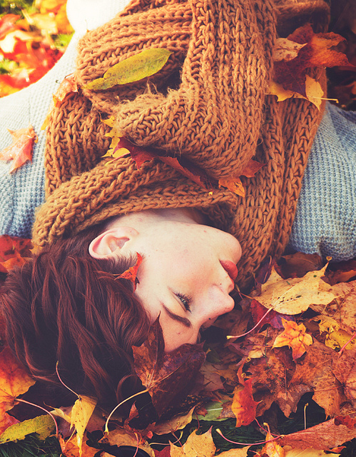Lying in the leaves