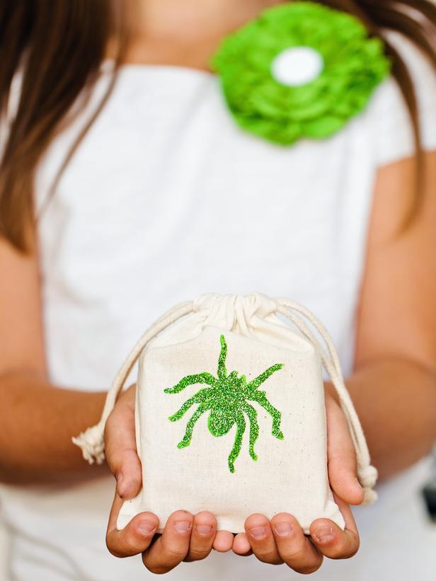 Glittered party favor bags