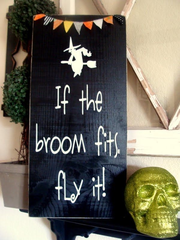 If the broom fits fly it sign and bunting