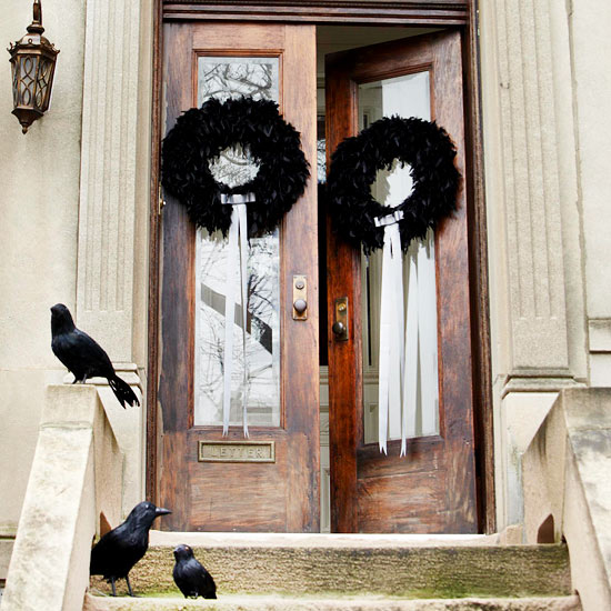 Feathered halloween wreaths Feathered halloween wreaths