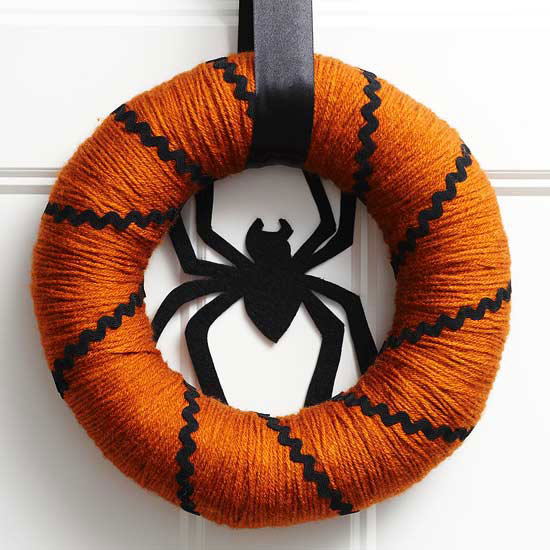 Orange and black spider wreath