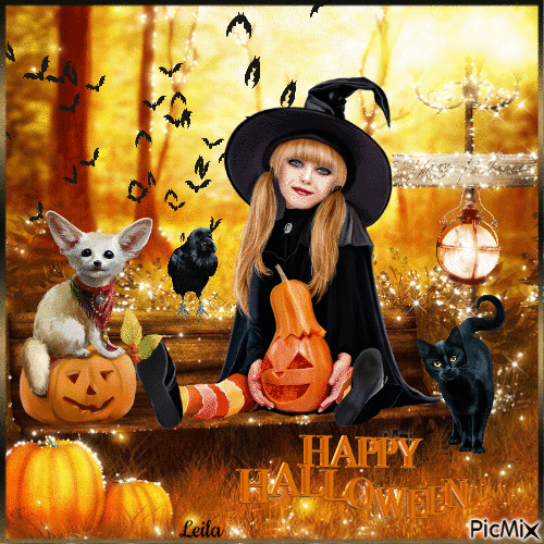 Cute Witch Happy Halloween With Dog And Cat Pictures, Photos, and