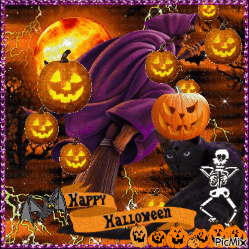 Flying Witch With Floating Jack O Lanterns Pictures, Photos, and Images