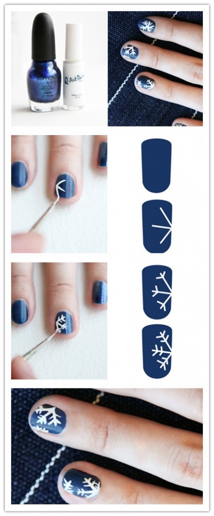 DIY Snow Flake Nails