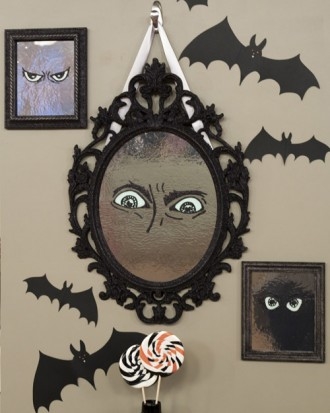 Mirror with glowing eyes